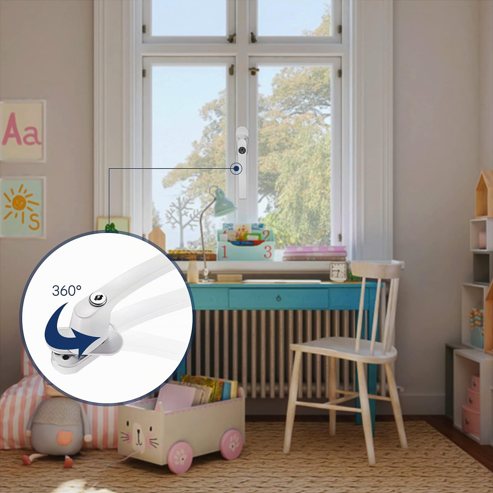 LIFERUN 8 PCS poignées de fenêtre avec 16 PCS Vis 8 PCS Clés, Verrouillage des Fenêtres pour Enfants en Aluminium Blanc, pour les Fenêtres Les Portes de Balcon ou de Terrasse