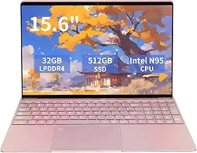 Laptop de 15,6 polegadas com 32 GB DDR4 RAM SSD de 512 GB, CPU Intel_N95 de 1,7 a 3,4 GHz, teclado retroiluminado, leitor de impressão digital, mini HDMI tradicional, laptops tradicionais