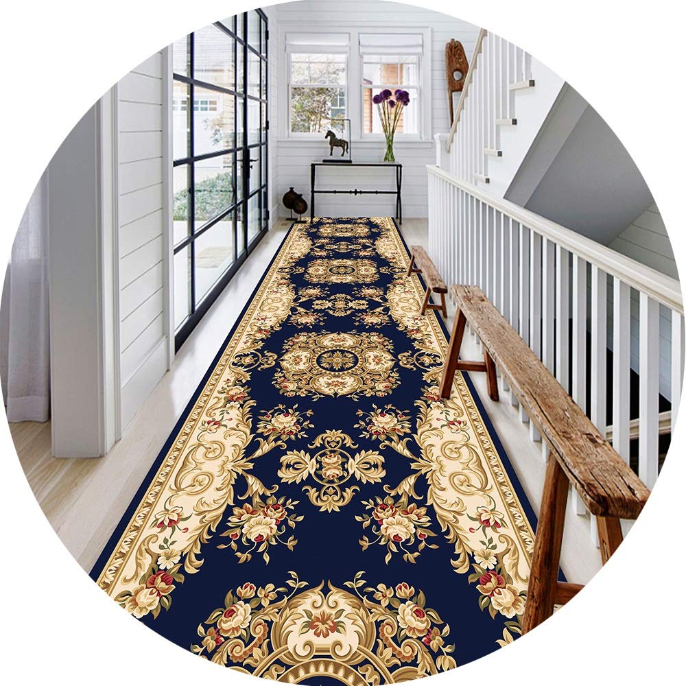 Tapis de passage d'allée lavable et antidérapant ZRUYI bleu 1.2x3m