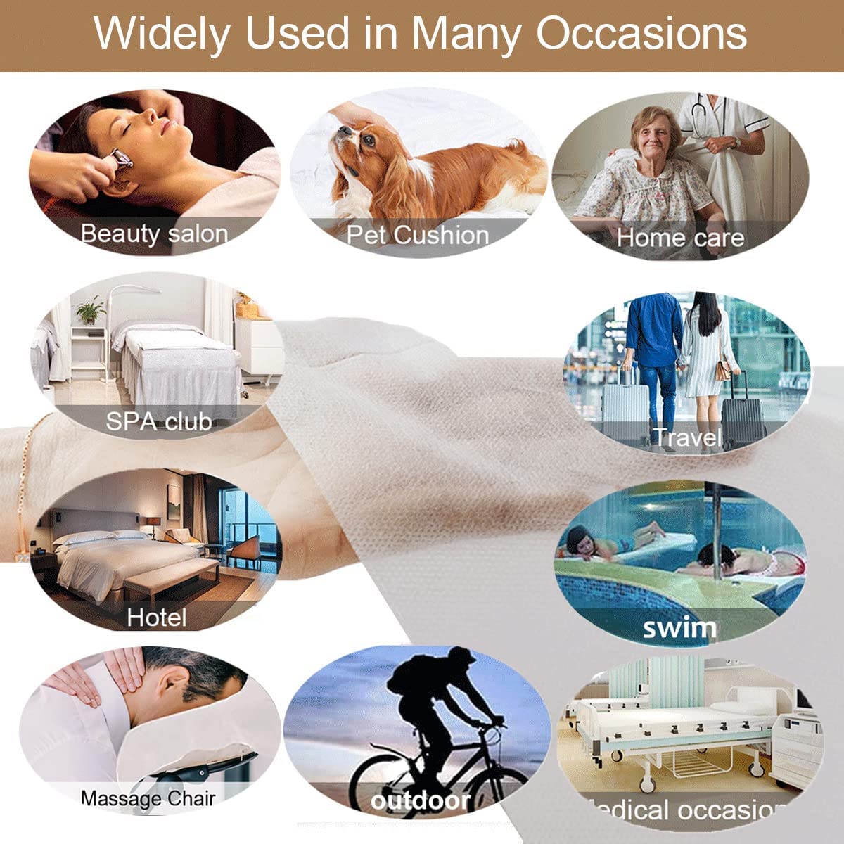 MYOYAY 100 PCS Sábanas Desechables no Tejidas Hojas de Cama de Transpirable y no Tapado, Para la Masaje Belleza, Tatuaje, SPA, 80 * 180cm, Blanco