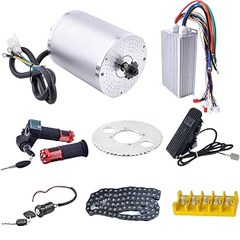 3000W Motor Kit 72V Go Kart Motor 4900RPM Electric Brushless DC Motor Kit | MY1020 Reversible BLDC Motor Non-Bracket, 50A 24-MOSFET Ebike Controller, Full Twist and Pedal Throttle for Dirt Bike Ebike