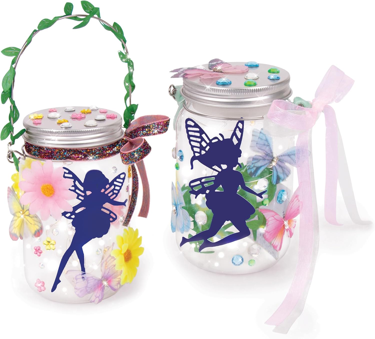 Make It Real 3C4G: Fairy Garden DIY Wish Light - Create 2 Fairy Light Jars, Customize w/ 4 Fairy Silhouettes, Lights Up, Tweens, Girls & Kids Ages 8+, Three Cheers for Girls