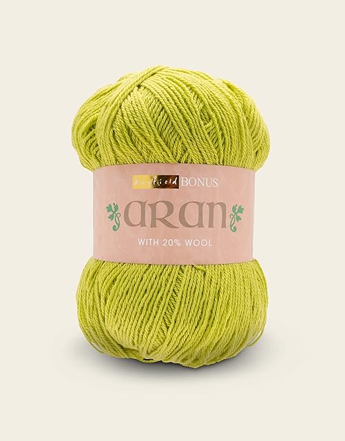 Hayfield Bonus Aran with Wool, Lime (628), 400g by Sirdar Green