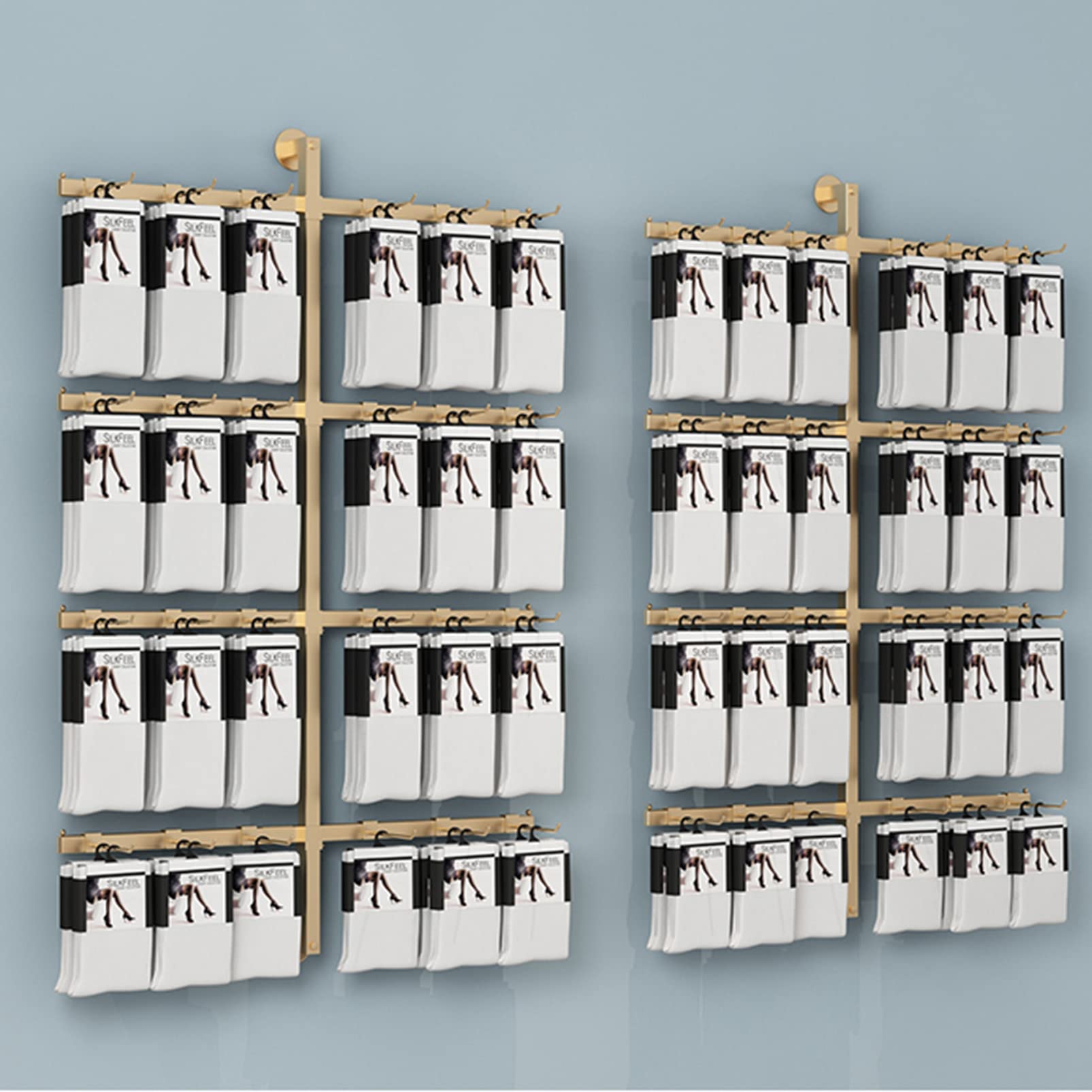 An der Wand montierter Schmuck- und Socken-Organizer-Ausstellungsständer mit abnehmbaren Haken, platzsparendes Unterwäscheregal für die Ausstellung in Boutiquen (schwarz, 40 x 120