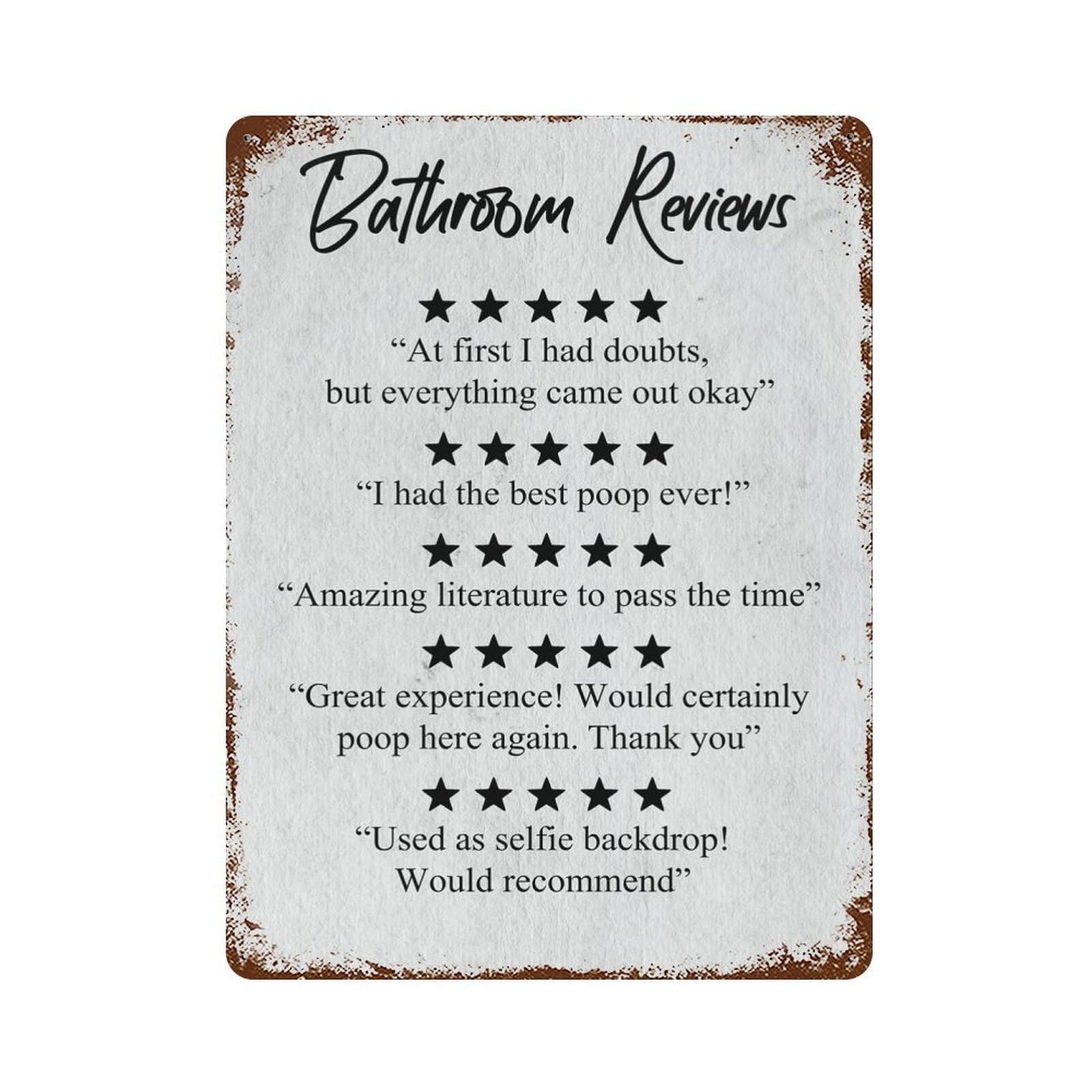 Bathroom Reviews Decorative Tin Sign 15.7"x11.8", Ideal for Garage, Bar And Workshop Decor
