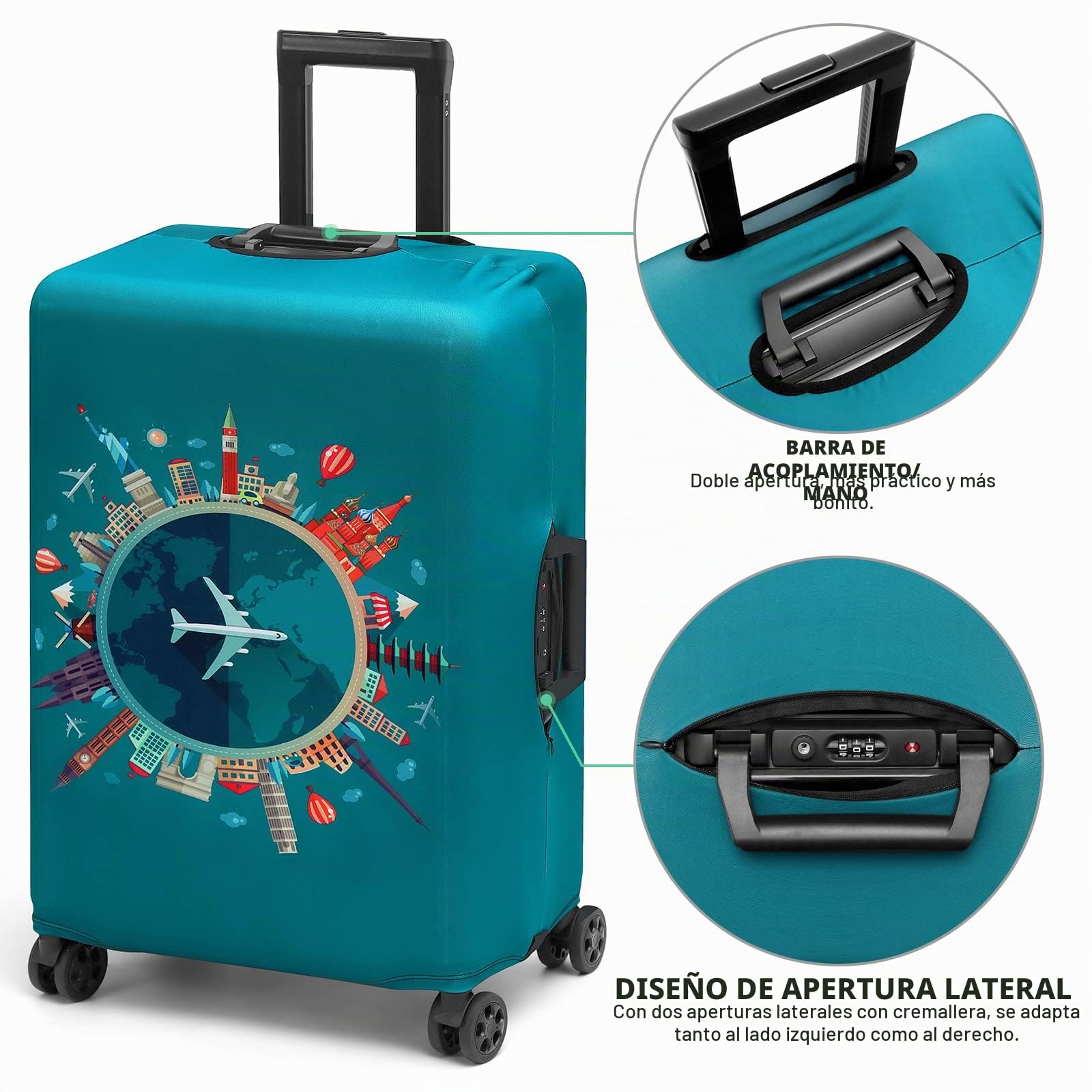 Funda para Maleta de 18 a 32 Pulgadas, de Fibra de carbón de bambú, de poliéster, Transparente, Funda Protectora para Carrito de Viaje