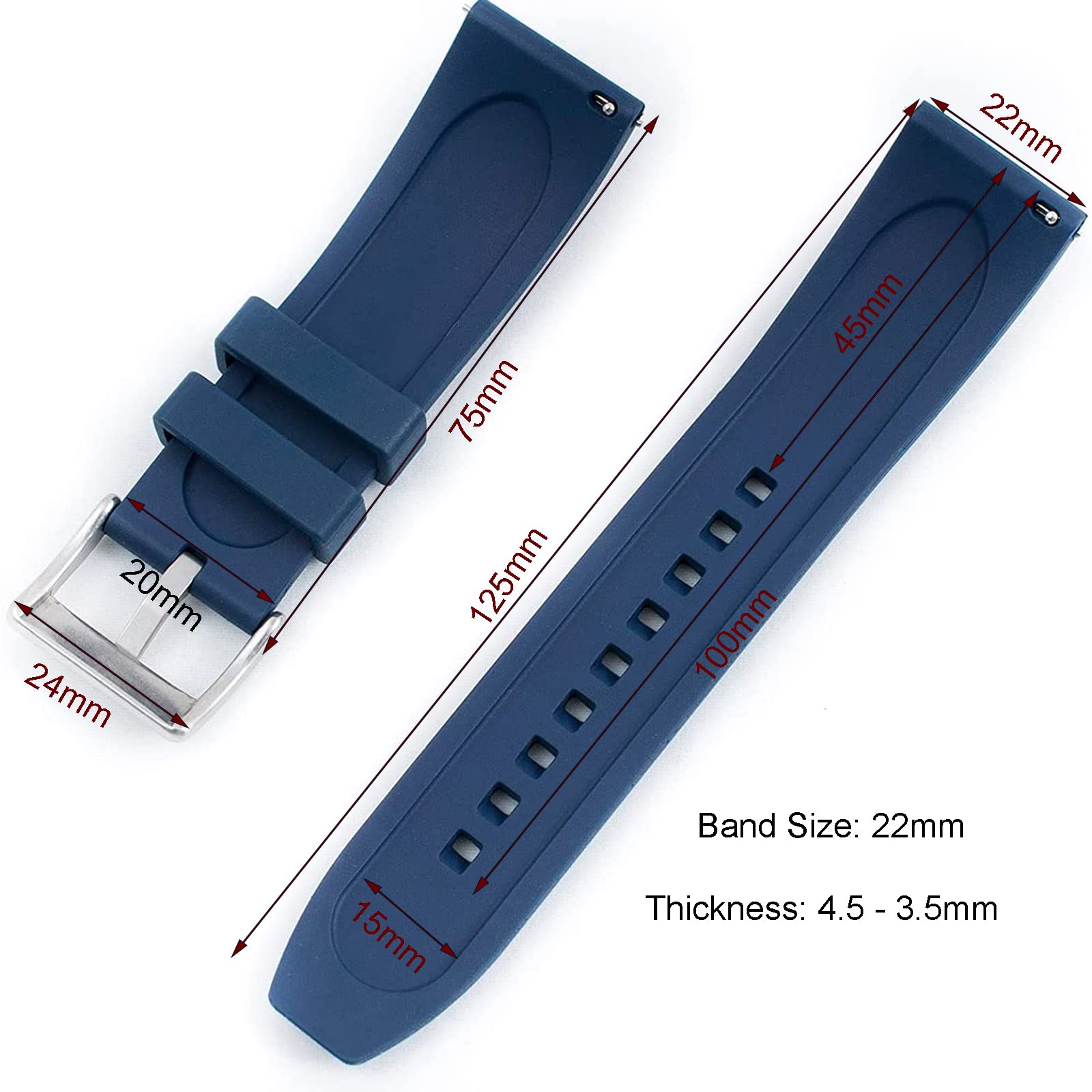 Cinturini Orologi in Gomma Fluorurata a Sgancio Rapido Cinturini Universale Cinturino FKM Gomma Morbido Durevole Cinturino di Ricambio 19mm 20mm 21mm 22mm per Uomo e Donna