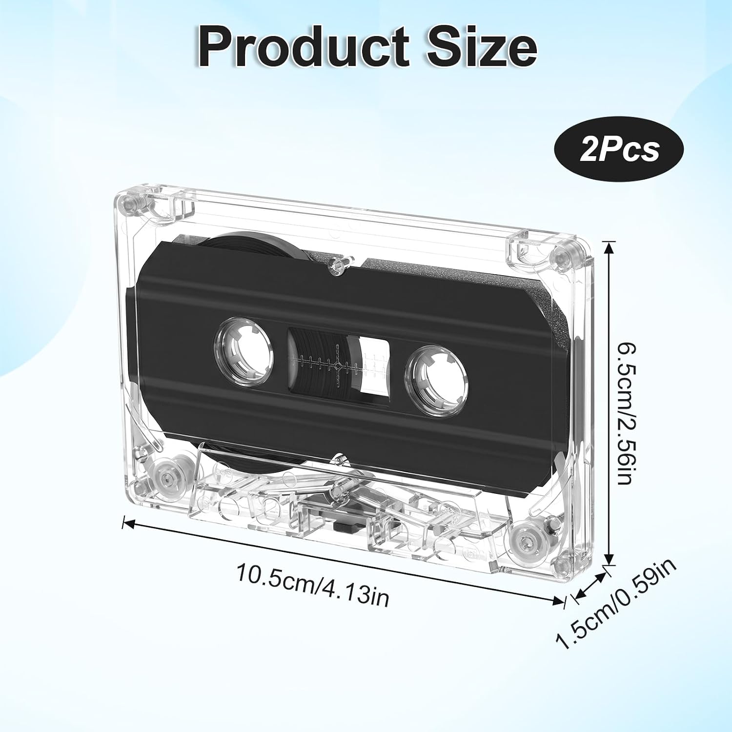 2 Pack Blank Cassette Tapes 60 Minutes Clear Audio Recording Tape