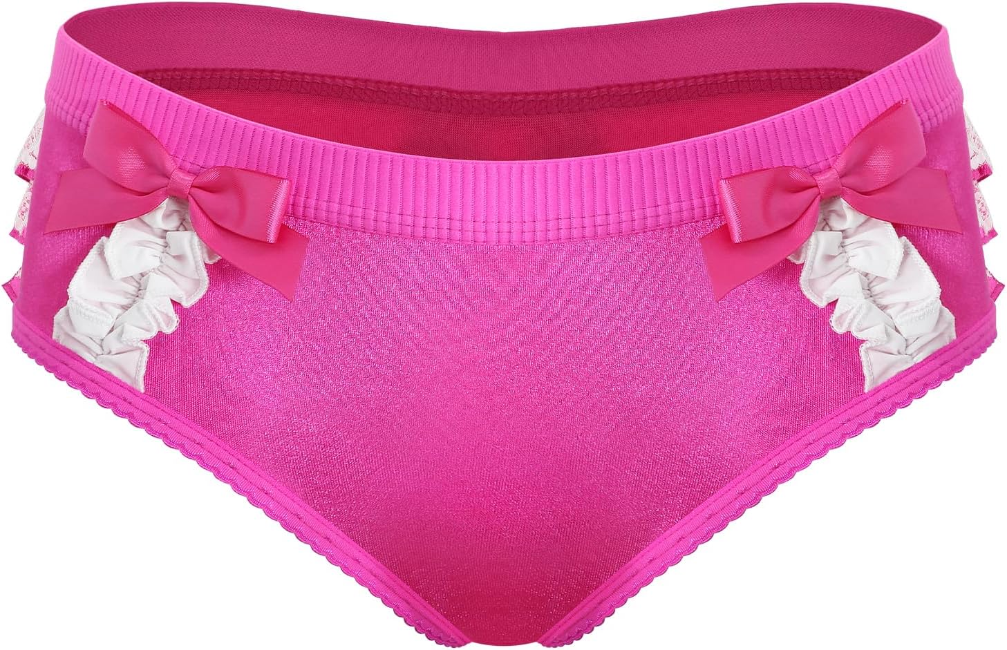 Littleforbig Women's Ladies Soft Underwear Comfortable Hipster Briefs Pretty Satin Over Ruffled Lace Bow Panties - Image 6