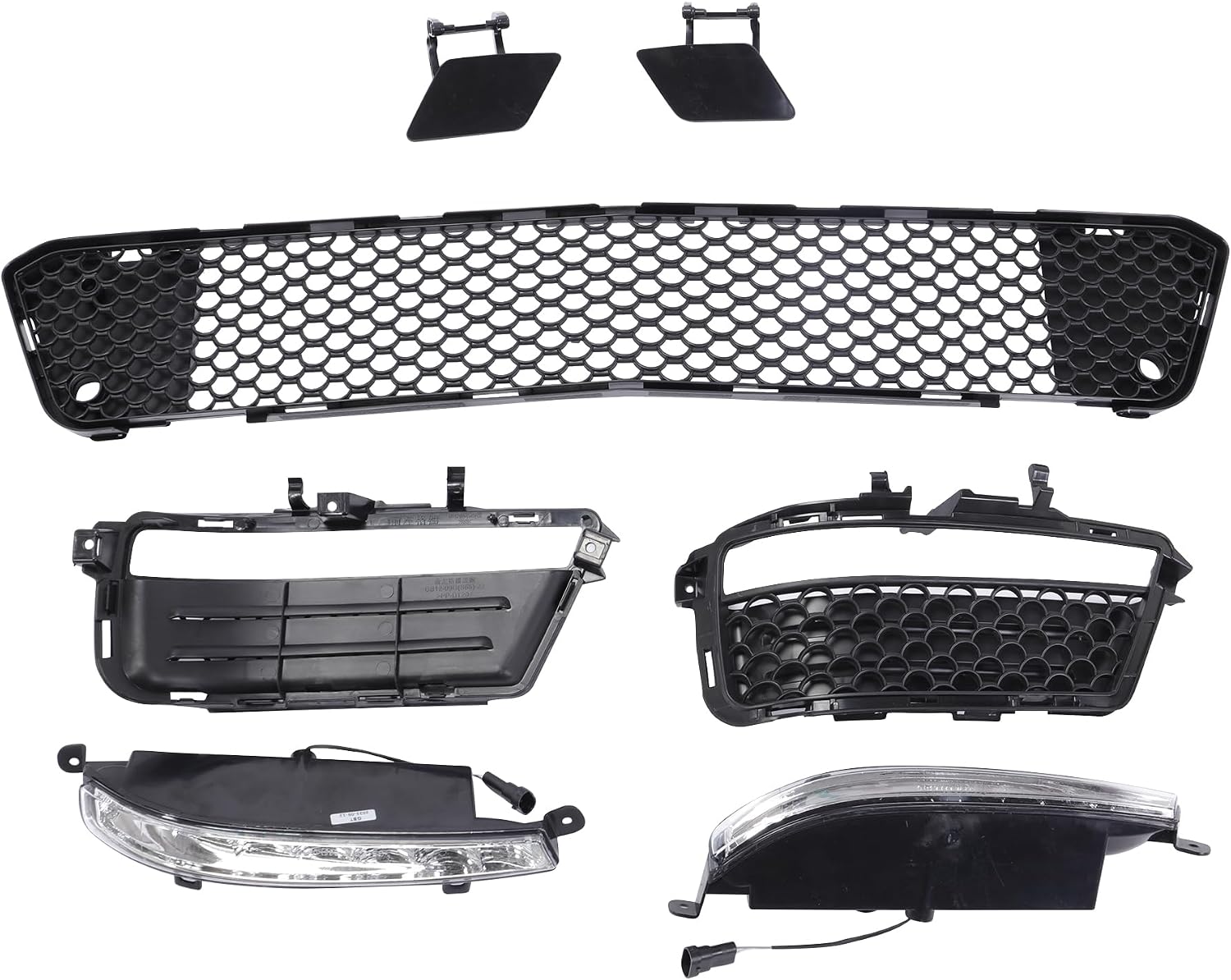 Front Bumper Cover Set with lights Compatible with 2007-2013 Mercedes Benz S-Class W221 S550 New Complete S63/S65 AMG Style New Front Bumper Cover of Accessory Replacement