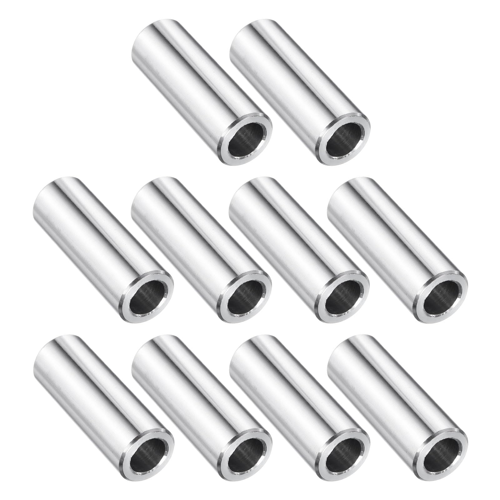uxcell 10 Pcs Stainless Steel Spacer 5/16" Bore x 1/2" OD x 1-3/8" Length Screw Bushing Plain Finish Round Metal Spacer for 5/16" Screws Bolts and Rods