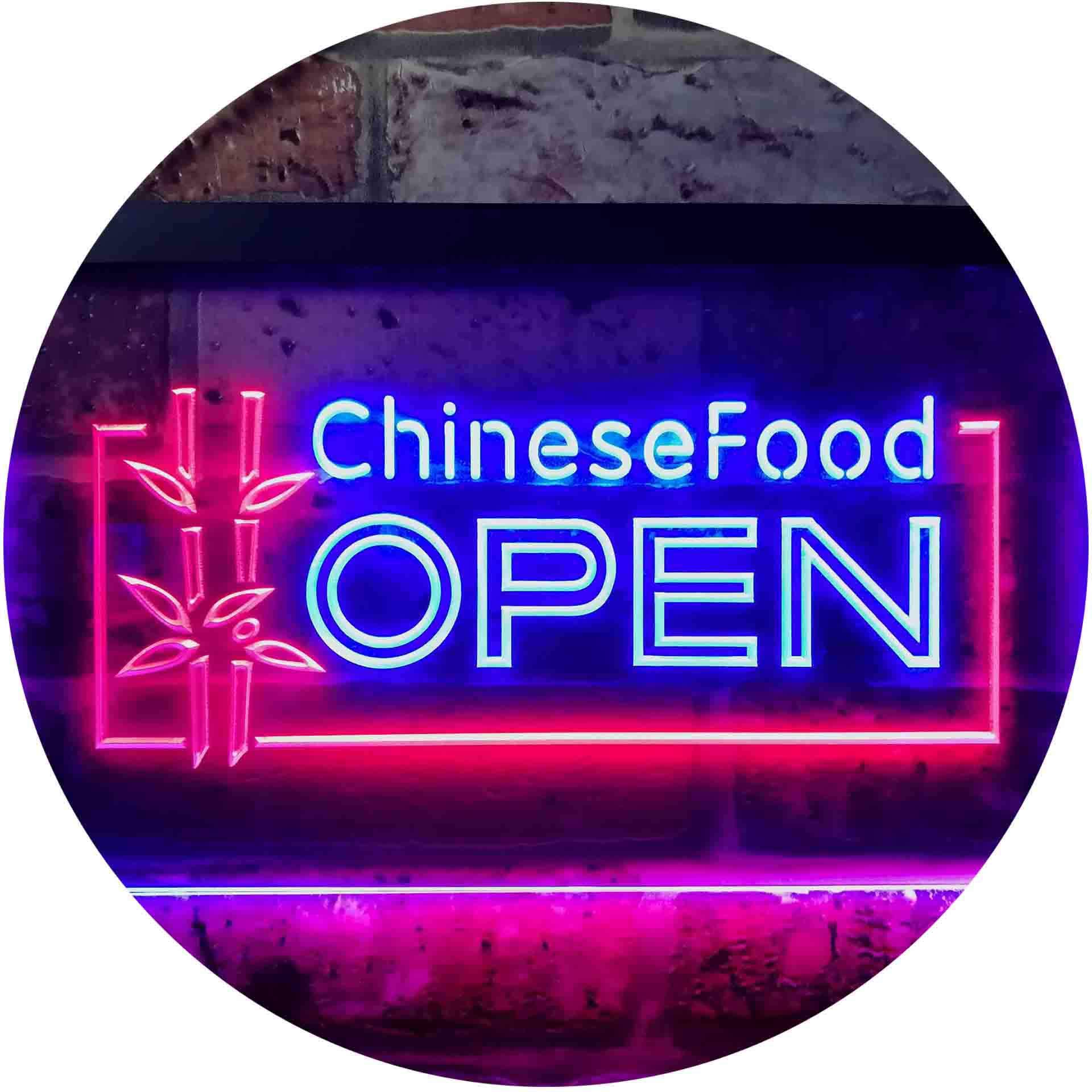 ADVPRO Chinese Food Restaurant Open Dual Color LED Neon Sign Red & Blue 600 x 400mm st6s64-i0013-rb โ image 1