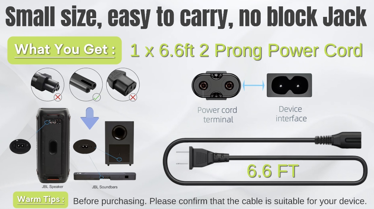 Amazon.com: Power Cord Charger cable Compatible with JBL PartyBox