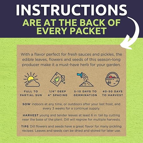 Miniatura 4 de Paquete variado de semillas de hierbas orgánicas, 16 paquetes individuales, temporada 2025, albahaca, cilantro, eneldo, tomillo, perejil y mucho más
