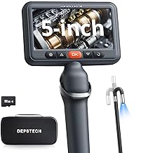(2025 Model) DEPSTECH High-end Movable Fiber Scope, Large Screen IPS Monitor, Left and Right Use, 1080P Camera, 0.2 inch (6.2 mm) Ultra Fine, 210° Bi-Directional Rotation, IP67 Waterproof, Endoscope