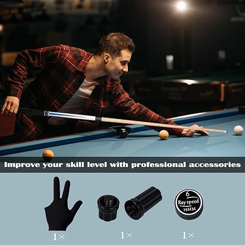 Miniatura 5 de Palo de billar con eje de desviación baja con estuche rígido de 19 a 20 onzas