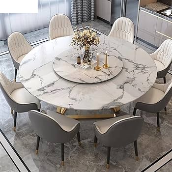 ホワイト 大理石風 円形ダイニングテーブル Amazon｜贅沢な円形の白い大理石のダイニング テーブル セット6つの