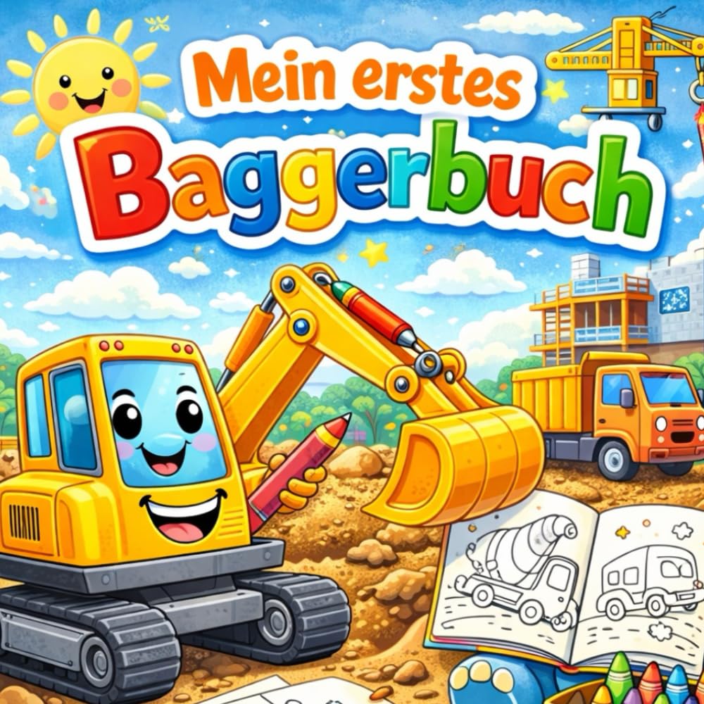 Ausmalbuch für Kinder (Bagger): Ausmalbuch, Bagger ,Kleinkinder, 3-5 Jahre