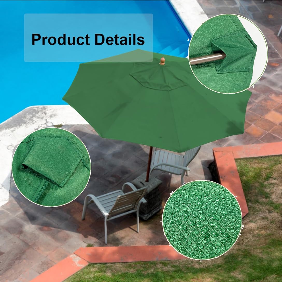 Sun Umbrella Replacement Cloth, Outdoor Umbrella Canopy With 6 Ribs 8 Ribs Replacement Parasol Fabric Cover, Waterproof/Anti-ultraviolet(Gray,8 ribs-230cm/7.5ft)