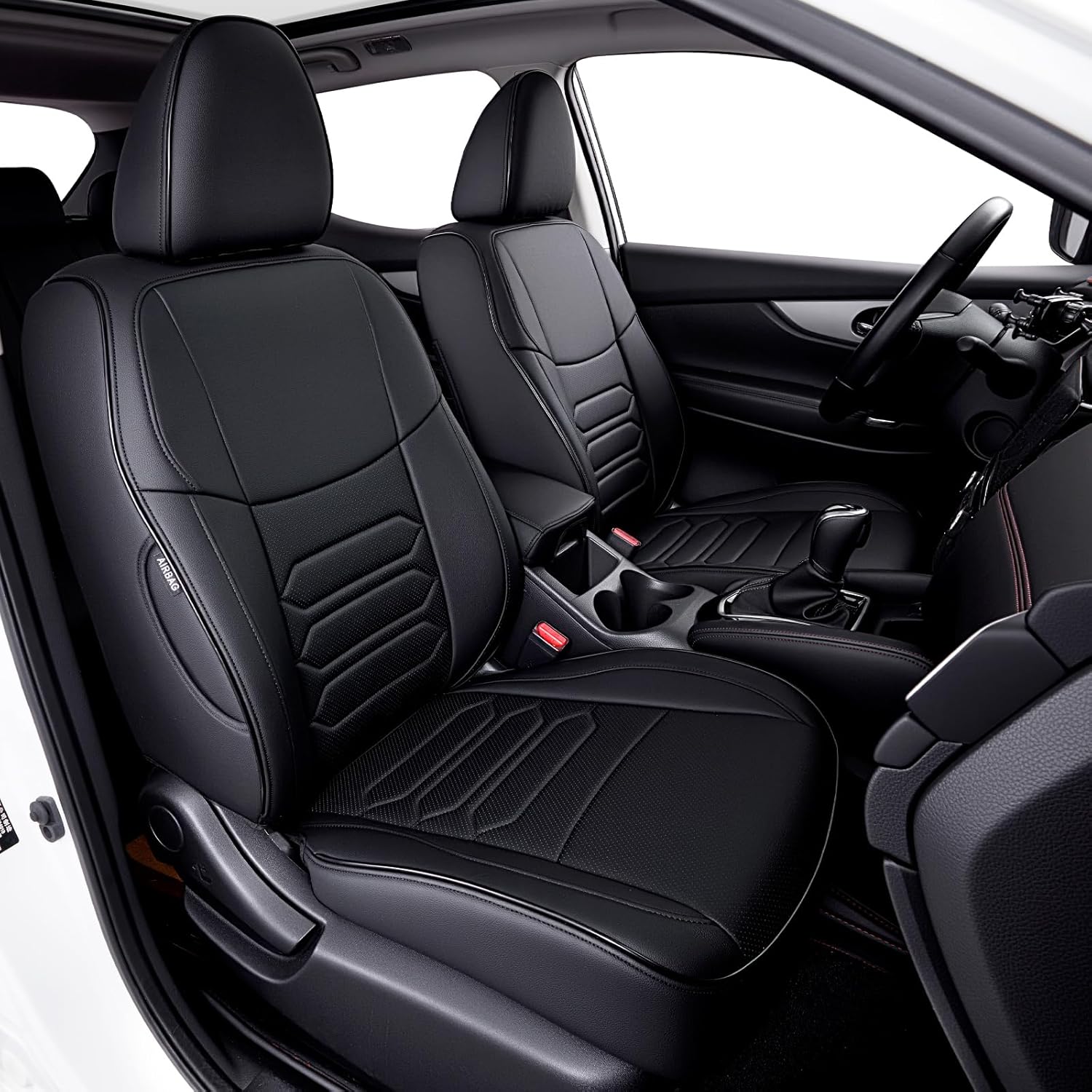 HKZ Custom Fit Rogue Seat Covers for Nissan Rogue Regular 2014 2015 2016 2017 2018 2019 2020 S SV SL(Non-Hybrid&Select Version) - Leatherette (Black)