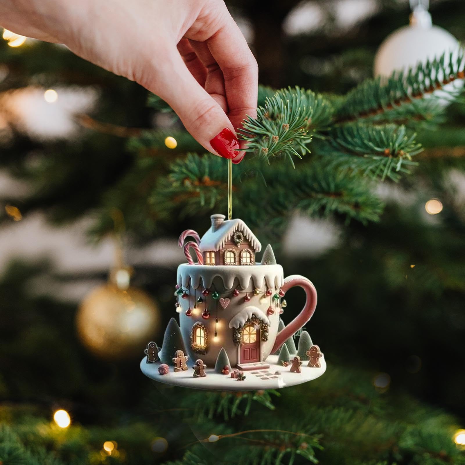 Décorations De Tasse à Café Pour Sapin De Noël, Tasses à Café Décoratives | Ornements De Noël Uniques à Suspendre, 8 Cm, Accessoires D'intérieur De Voiture Pour Homme Et Femme