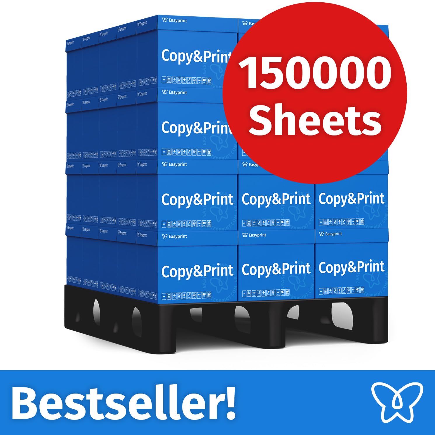 Easyprint Papier do drukarki i kserokopiarki, 150 000 arkuszy, 60 x 2500 cm, format A4, biały błyszczący CIE 160, certyfikat środowiskowy PEFC