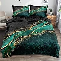 Vista 8 de Juego de funda de edredón de mármol azul real, tamaño Queen, fundas de edredón de lentejuelas doradas con 2 fundas de almohada, transpirable