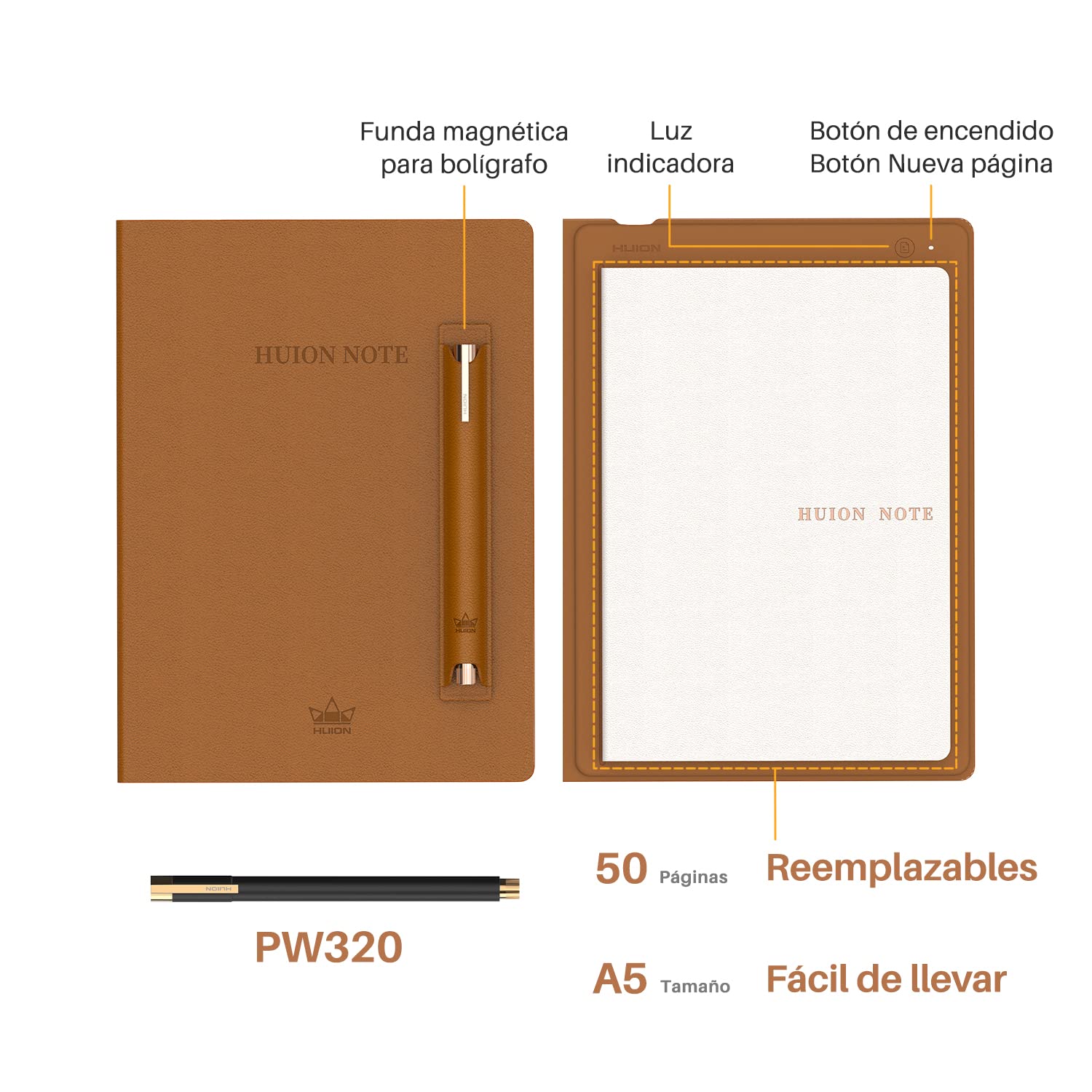 Huion Note X10 - Smart Digital Notepad Notepad Smart Notebook Bluetooth 5.0 con 8192 Niveles de Presión para Tomar Notas y Bocetos Compatibles con Android/iOS/Windows/MacOS/Linux