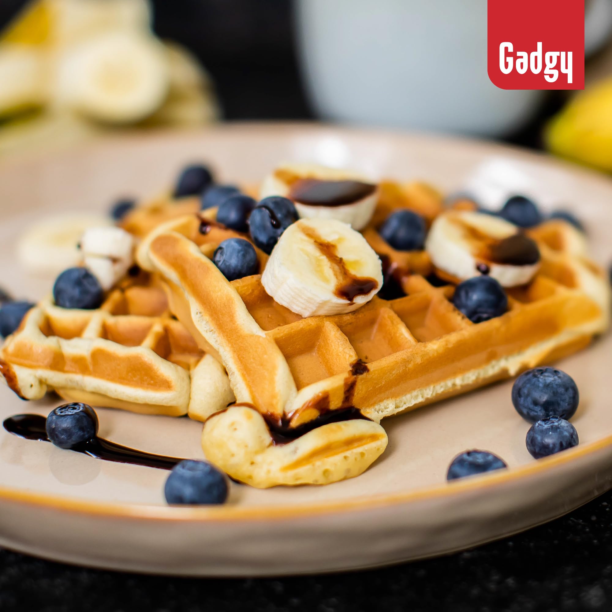 Gadgy Podwójna Gofrownica Belgijska 1200 W na 4 Gofry Biała