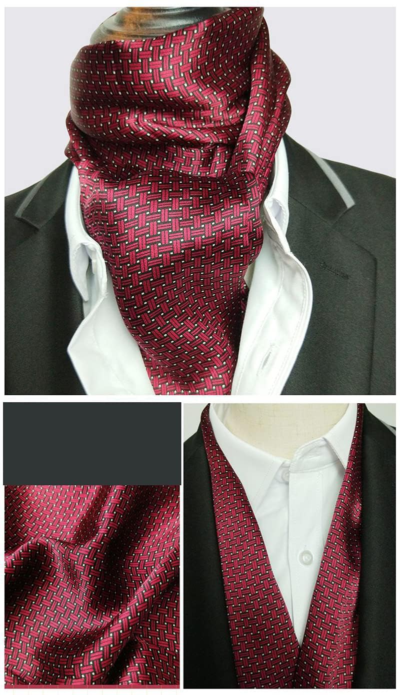 Foulard Vintage en Soie pour Homme 100% Pur Motif Cachemire Pied-de-Poule à Carreaux Double épaisseur Gentleman