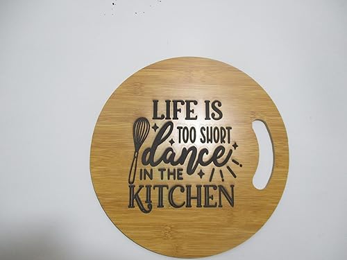 Tabla de cortar redonda madera de bambú de 36 cm 142 In