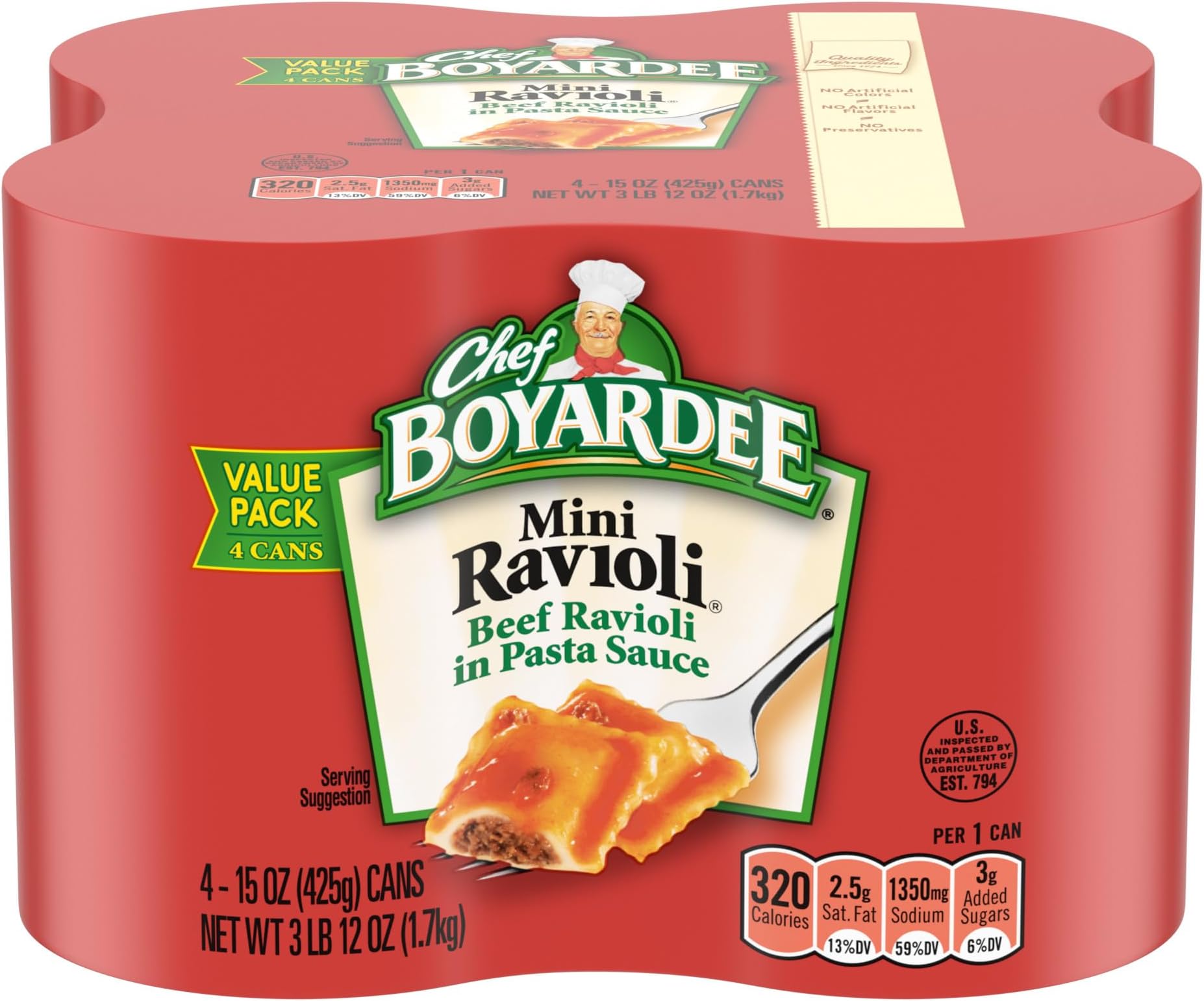 Amazon.com : Chef Boyardee Mini Ravioli, 15 oz, 4 Pack : Grocery ...
