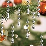 Christmas Ornaments Crystal Tree Decorations, 30Pcs Acrylic Clear Hanging Crystals for Centerpieces Teardrop Chandelier Garland Beads for Xmas Wedding Party Home Decor
