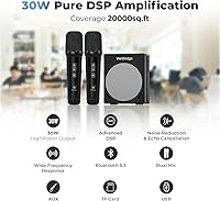 Vista 2 de WinBridge S90 - Micrófono portátil y sistema de micrófono Bluetooth con altavoz, amplificador de voz de 30 W, sistema PA con 2 micrófonos