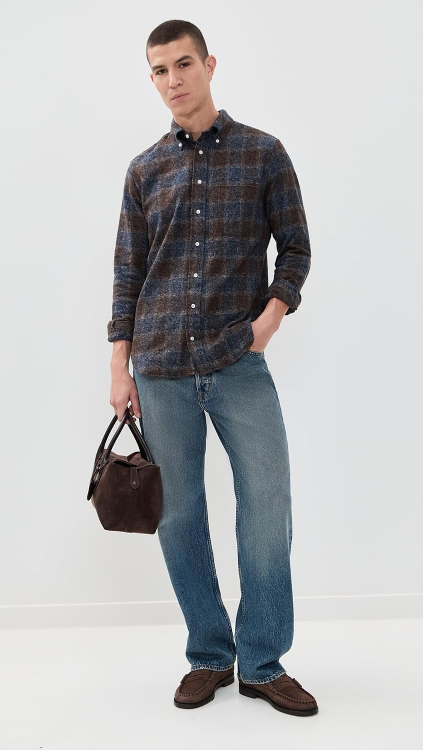 Men's Cotton Tweed Check Shirt - Image 5