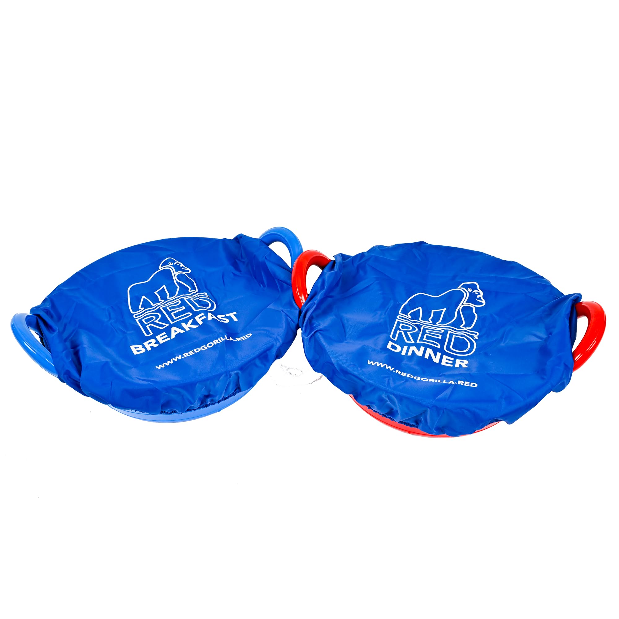 Red Gorilla Fabric Tub Covers Twin Pack Breakfast and Dinner Elasticated Stretch Durable Polyester Ideal for Animal Feed Buckets or Tubs Showerproof Size M-L (Blue)