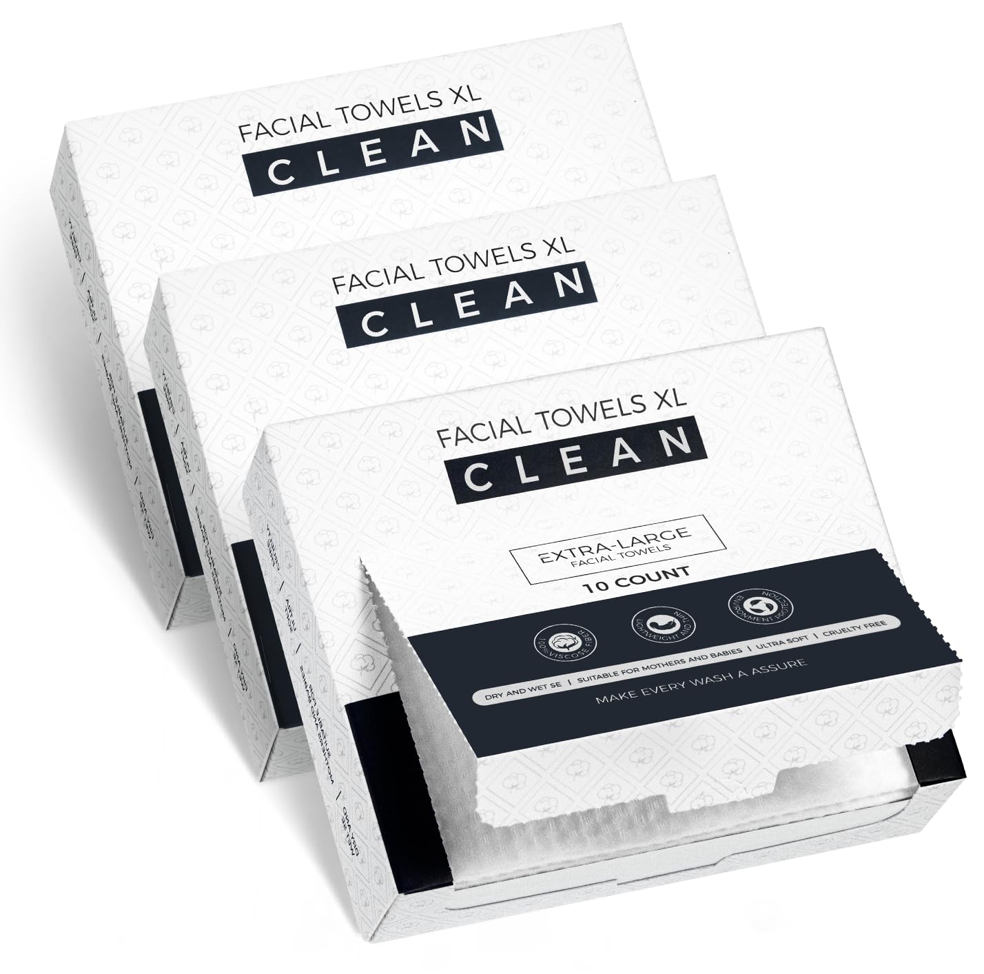 Disposable Face Towels XL,7.9" x 9.4" Large Face Towelettes Disposable,100% Viscose Fiber Extra Thick Soft Dry Wipes For Sensitive Skin,Makeup Remover,Face's Wipes,3 Travel Pack Faces Towel,30 Count