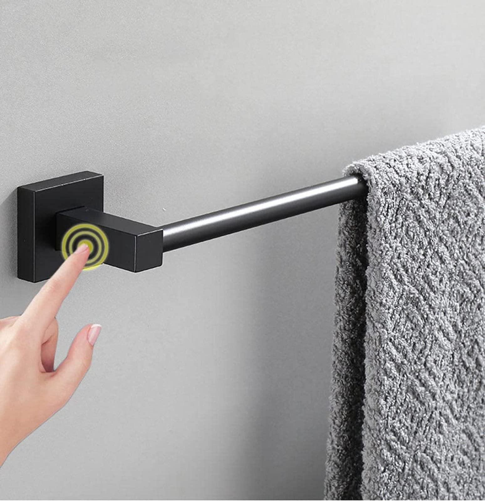 Naścienny wieszak na ręczniki, aluminiowy uchwyt na ręczniki łazienkowe, konstrukcja bez wiercenia, 80 cm, eleganckie czarne wykończenie dla łatwej instalacji, idealny do dekoracji domu