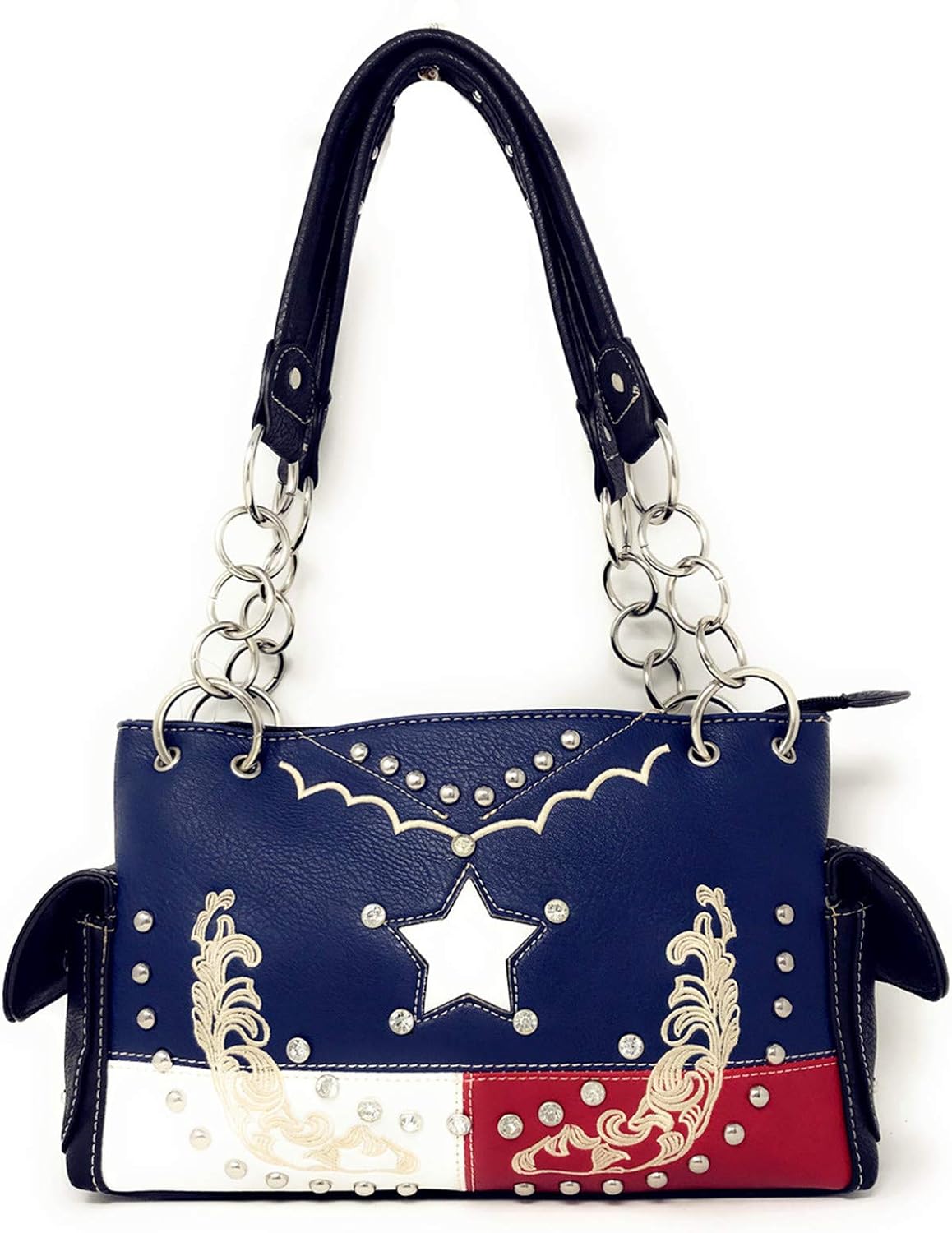Premium American National Flag Rhinestone Handbag, Messenger bag, Wallet in Multi Colors (Texas Lone Star Set)