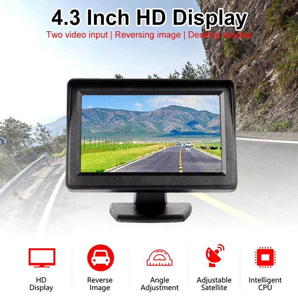 4,3 Pouces HD Écran de Moniteur de recul de Voiture pour remorque 12V-30V | Riloer Moniteur LCD TFT couleur numérique pour remorque de camion d'autobus de voiture pour caméra de recul de stationnement