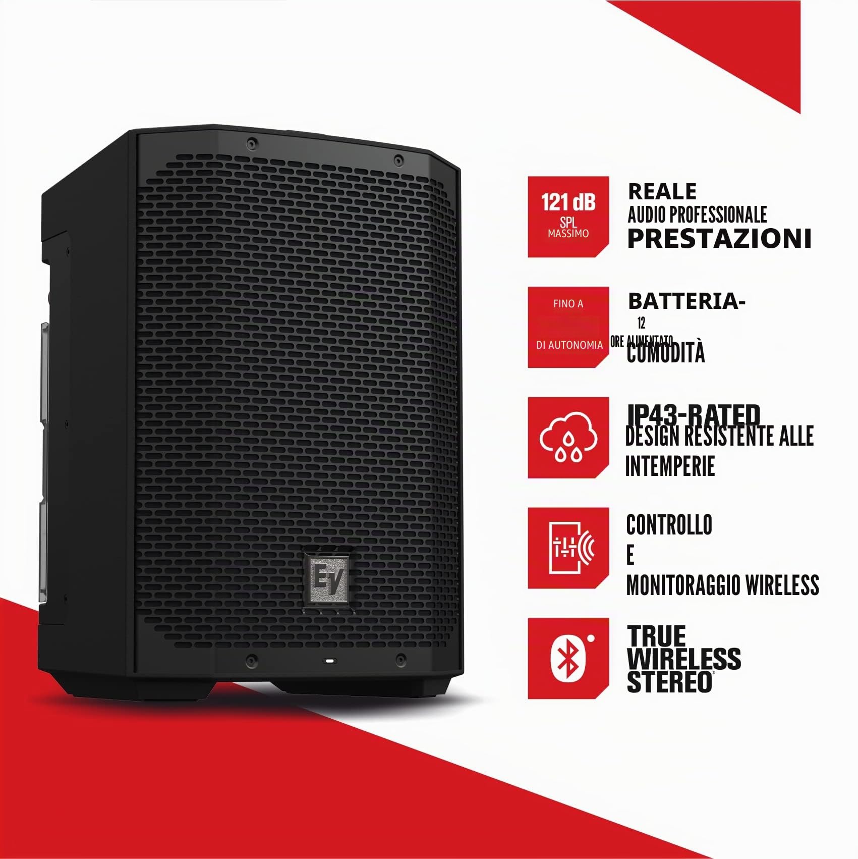Electro-Voice EVERSE 8 Altoparlante portatile PA 20.3 cm 8 pollici a batteria ricaricabile 1 pz.