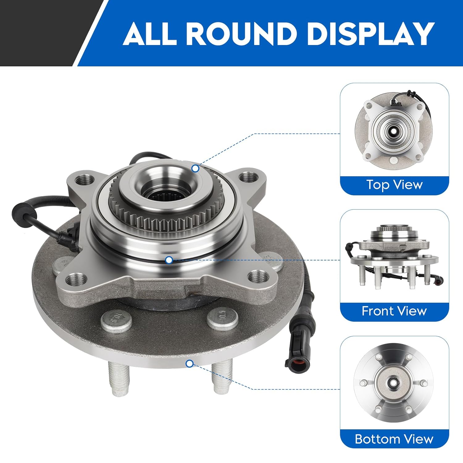 515046 4WD Front Wheel Bearing & Hub Assembly for 4x4 2004-2005 Ford F-150, for 2005 F-150 Heritage, 4WD 6 Lug w/ABS Hubs Assemblies, 1PC