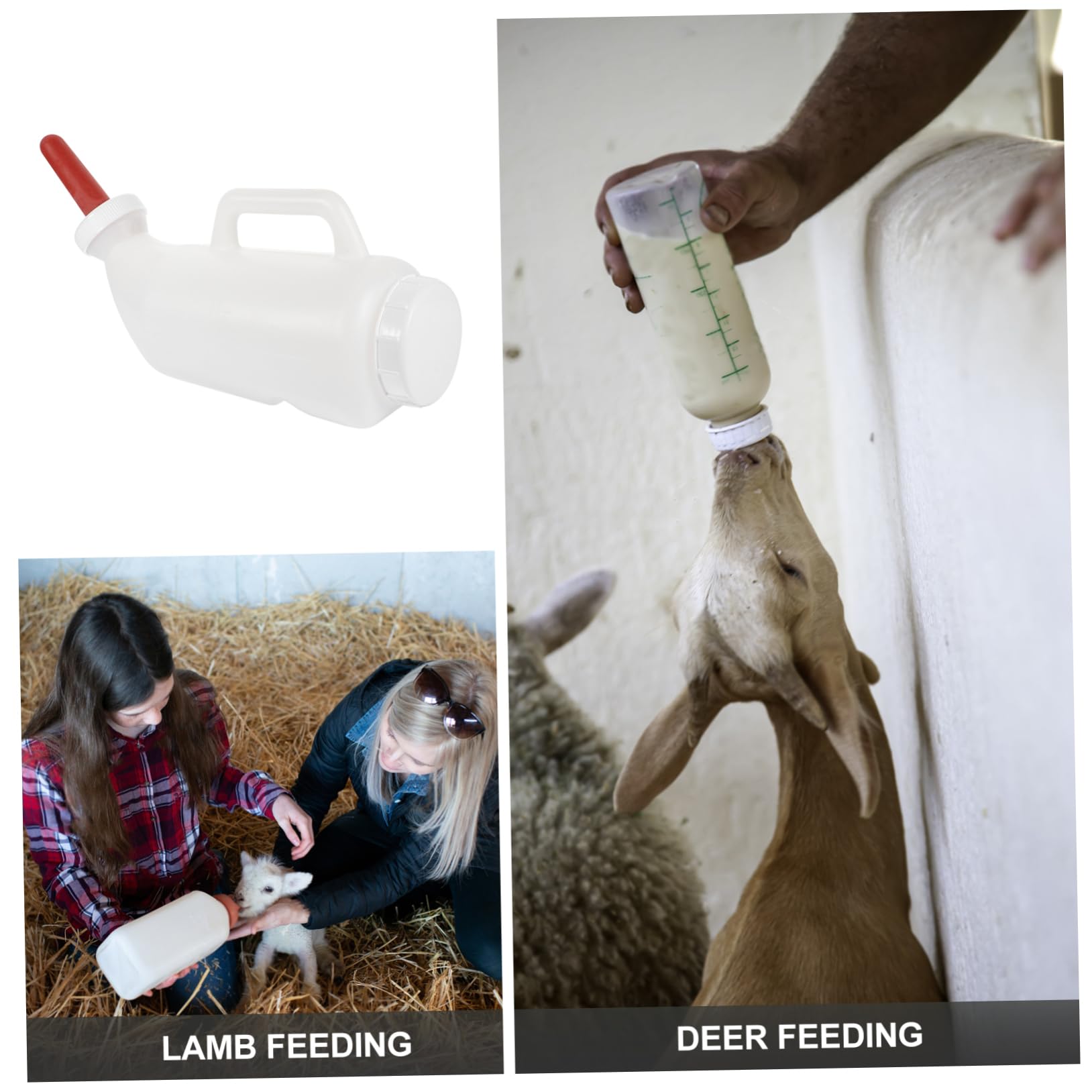 HANABASS 2juegos Biberón De Alimentación Para Terneros Con Asa Botella De Leche Horizontal Para Corderos y Cabras Chupete De Reutilizable Alimentador De Ganado