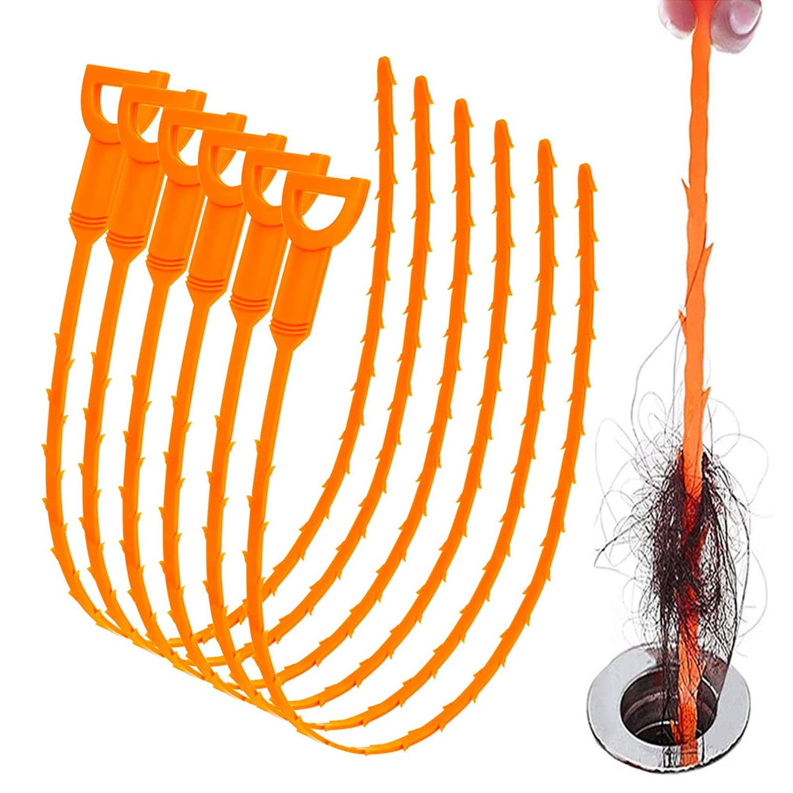 6 Piezas Desatascador Tuberias, Desatascador De Desagües En Espiral, Desbloqueador Fregadero Flexible, Cepillo De Limpieza para Desagüe, para Cocina, Inodoro Y Desagüe Baño