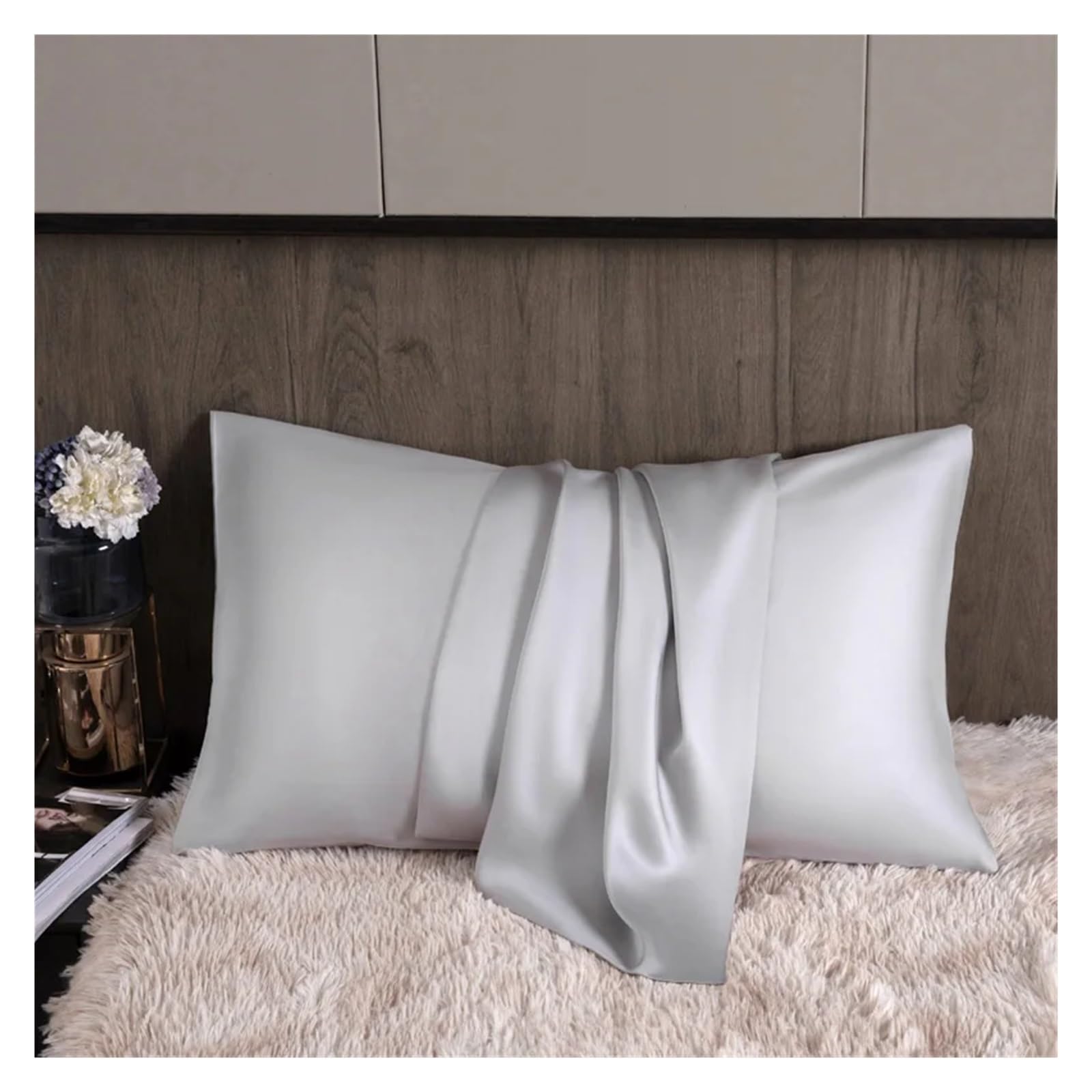Funda Almohada Seda Funda de Almohada de Seda de Morera Pura Funda de Almohada de Seda 40 * 60cm 50 * 70cm Funda de Almohada tamaño Queen King(Pink,40x60cm 2pc)