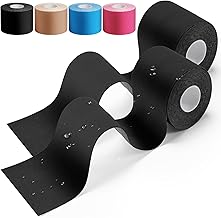 HONYAO Kinesiotape 2 Rolls, Kinesiology Tape 5 cm x 5 m, Waterproof Sports Tape, Elastic Neuromuscular Kinesiology Physiotherapy Breathable Kinesio Tape, Black