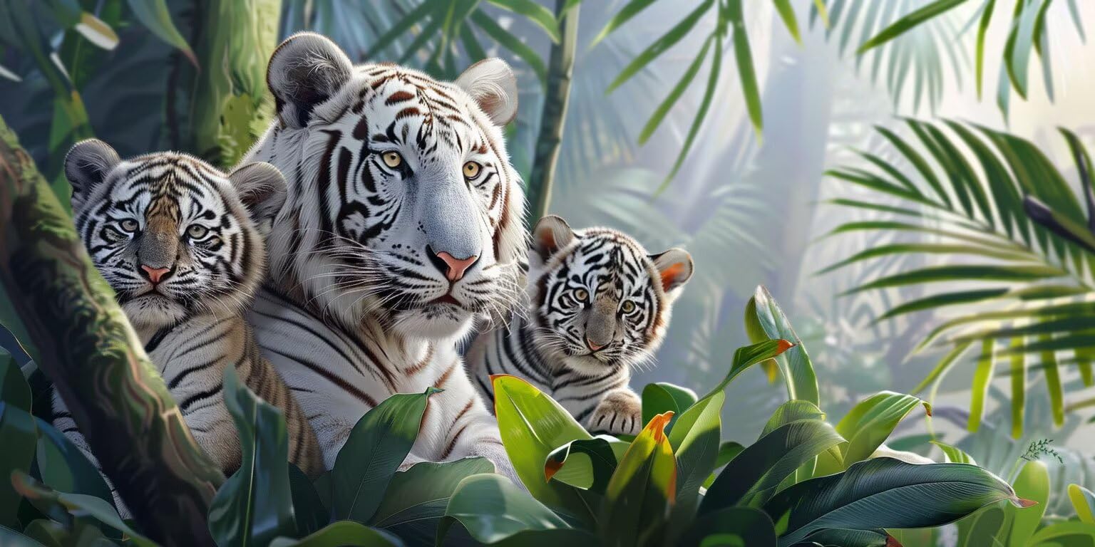 Malowanie według liczb dla dorosłych, Tiger Forest, 90 x 120 cm 6JGWX-289