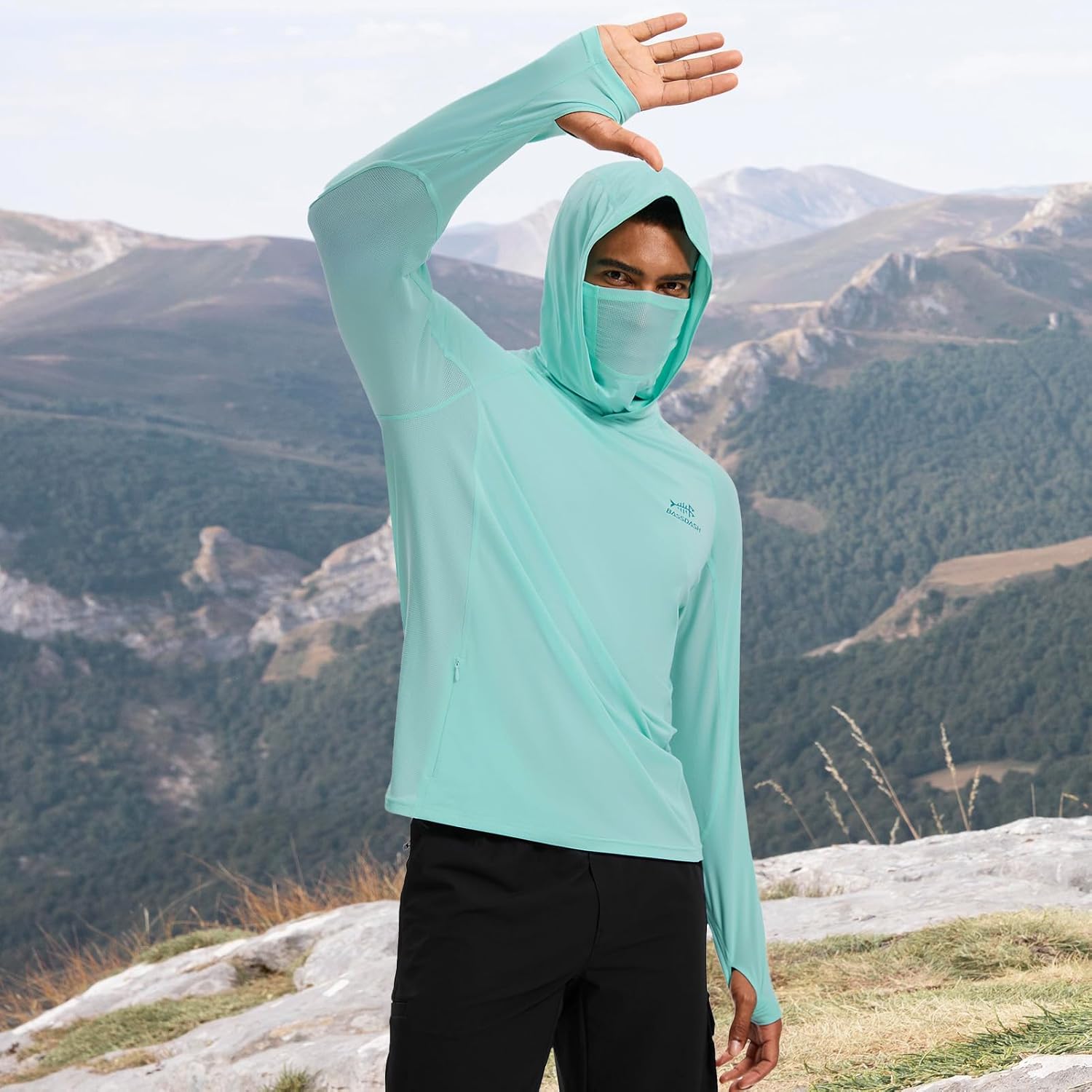 BASSDASH Men’s UPF 50+ Graphic Fishing Hoodie Shirts with Mask Pocket UV Long Sleeve Moisture Wicking FS47M - Image 5