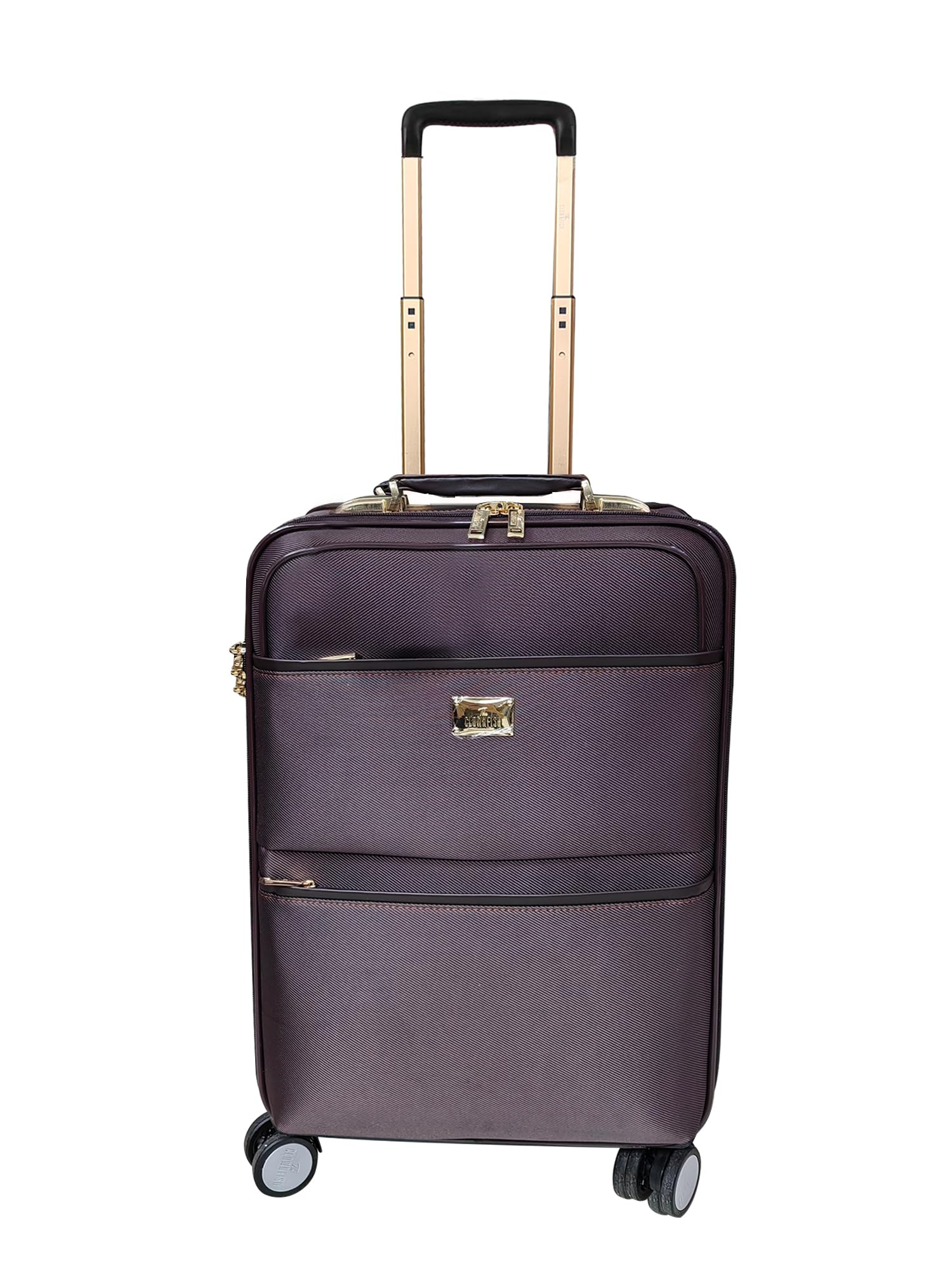 Aether Series Small 20inch Cabin Trolley Bag for Travel|Oxford Fabric Suitcase for Travel with Aluminium Trolley, Wheels, 360 Degree Rotation, Oxford Fabric Material - Coffee-image-16