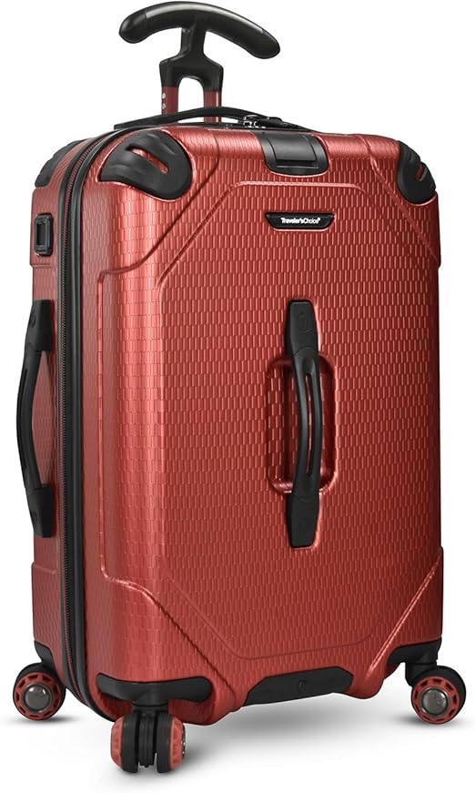 Traveler's Choice Maxporter II Hardside Polycarbonate Suitcase with Spinner Wheels, Red, 22" Carry-On Luggage